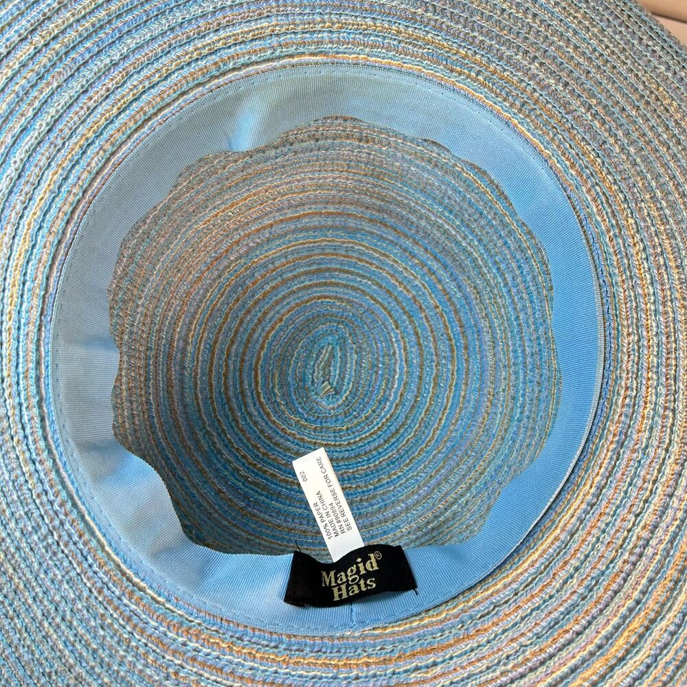 Magid Hats Women's Blue Tan Braided Wide Brim Sun Hat One Size - Picture 5 of 11